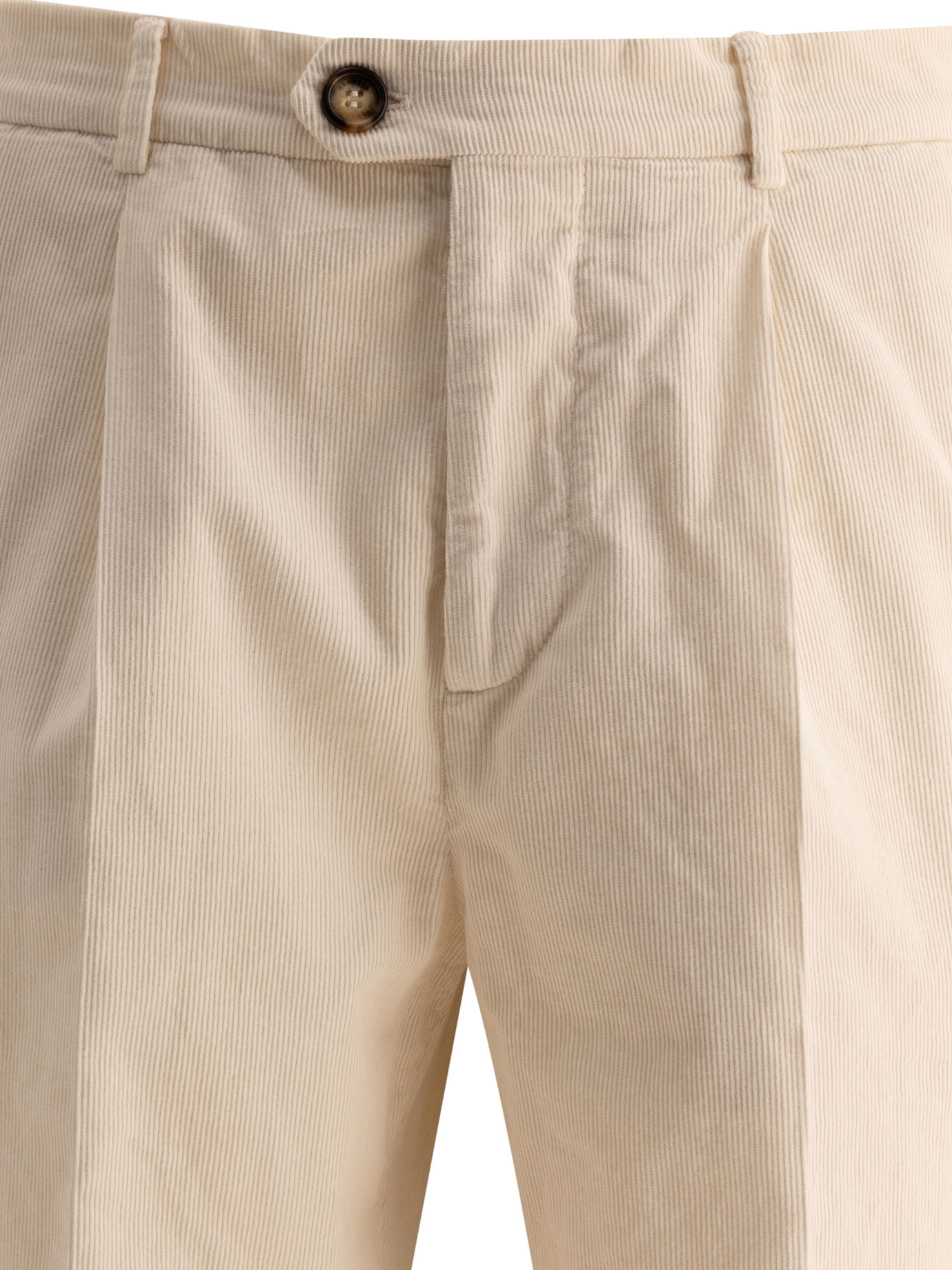 BRUNELLO CUCINELLI White Garment-dyed leisure fit trousers with pleats